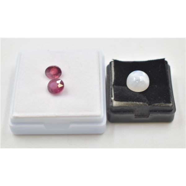 #147- NATURAL RED RUBY 5.08 CT /MOONSTONE 5.00CT