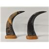 Image 1 : VINTAGE HAND CARVED BUFFALO HORN SCULPTURE (2)