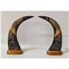 Image 4 : VINTAGE HAND CARVED BUFFALO HORN SCULPTURE (2)