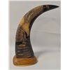 Image 7 : VINTAGE HAND CARVED BUFFALO HORN SCULPTURE (2)