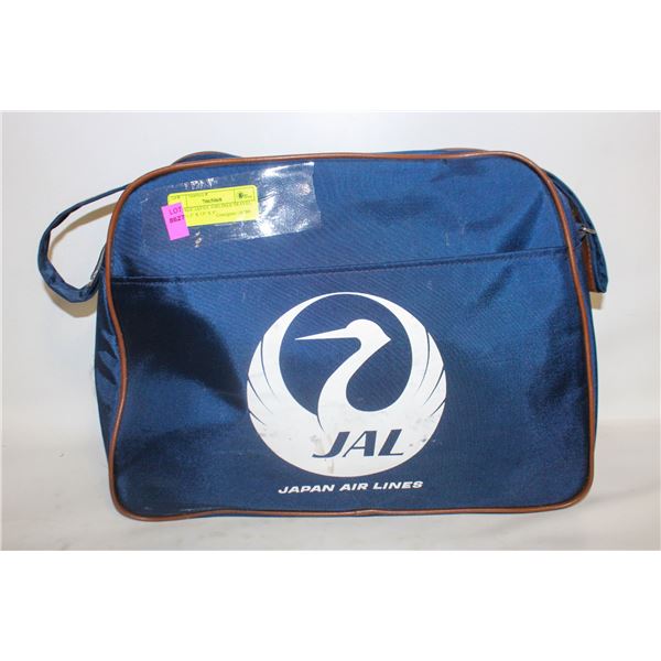 VINTAGE JAPAN AIRLINES TRAVEL BAG 11.5" X 15" X 5"