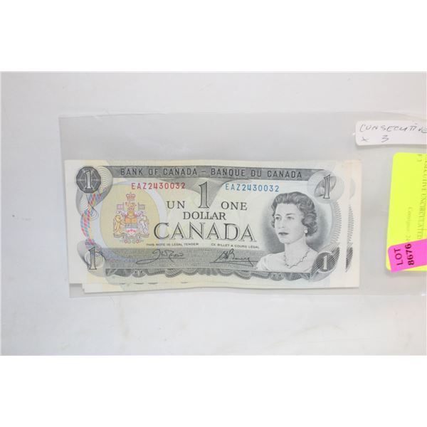 CONSECUTIVE UNCIRCULATED SET OF 3