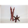 Image 1 : VINTAGE HAND CARVED WOODEN STANDS 7-10" DECORATIVE