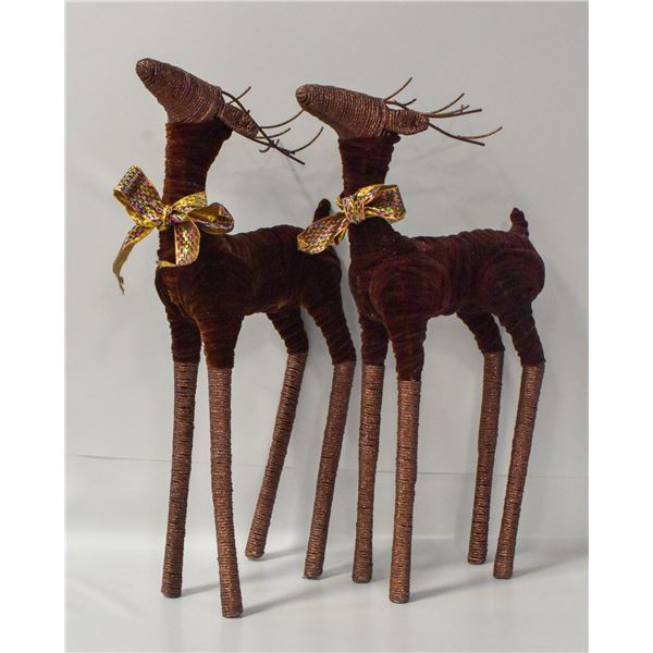 DECORATIVE FLOCK STANDING REINDEER- 28"- SET OF 2