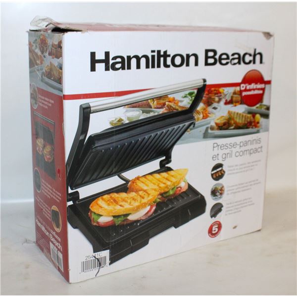 HAMILTON BEACH PANINI PRESS & COMPACT GRILL IN BOX
