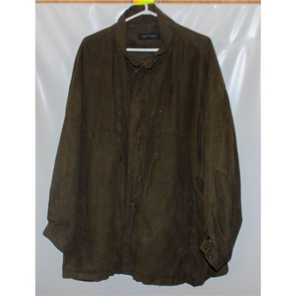 MENS SUEDE JACKET 2XL, ZIPPED BROWN