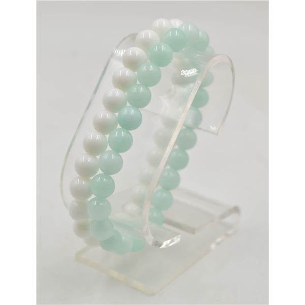 #207-NATURAL AMAZORITE& WHITE TOURQOUISE BRACELET