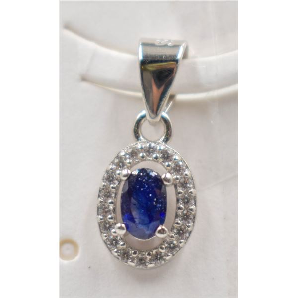 #107-NATURAL BLUE SAPPHIRE & ZIRCON PENDANT