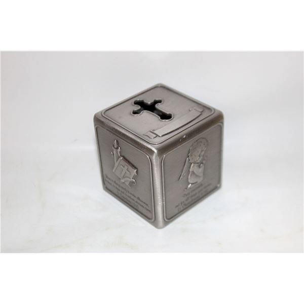 SILVER PLATED COIN BANK