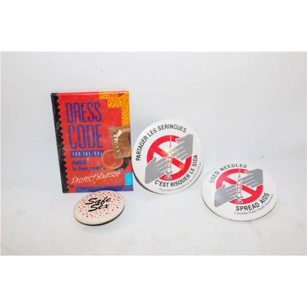 AIDS & SAFE SEX PIN BACK BUTTONS