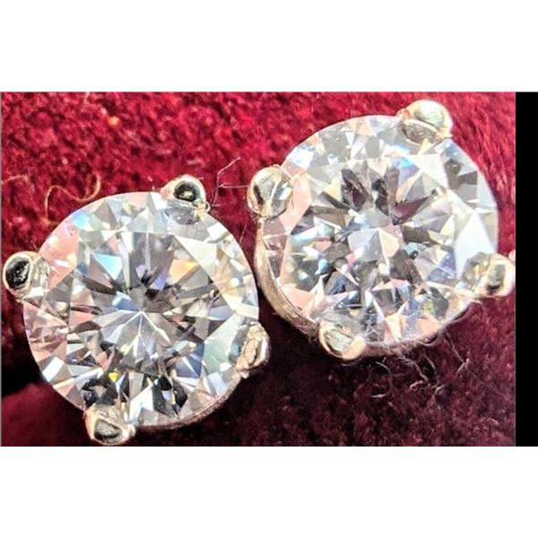 14K, 1.7CT LAB DIAMOND, 2.14G EARRINGS