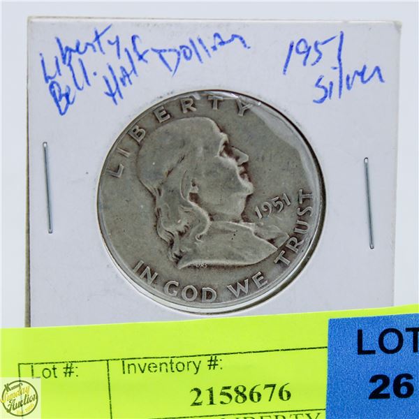1951 SILVER US LIBERTY BELL HALF DOLLAR