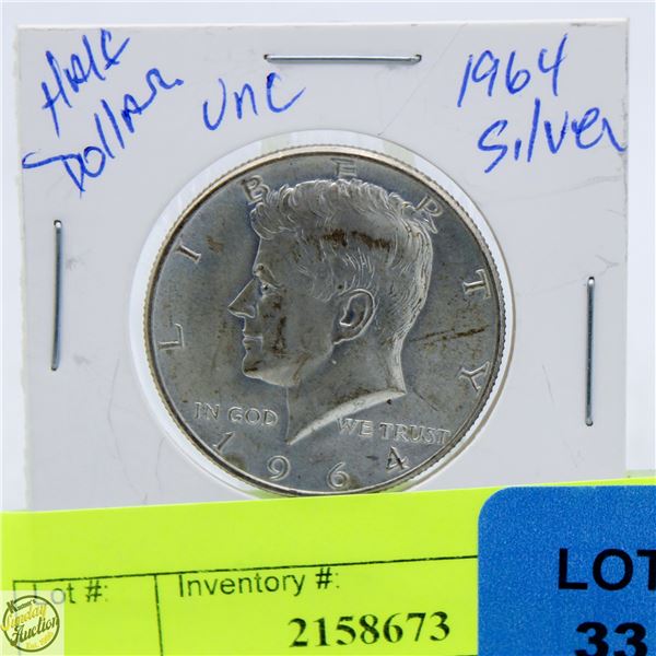 UNC 1964 SILVER US HALF DOLLAR