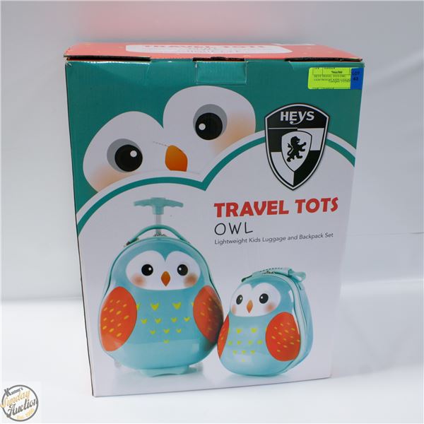HEYS TRAVEL TOTS OWL LIGHTWEIGHT KIDS LUGGAGE SET