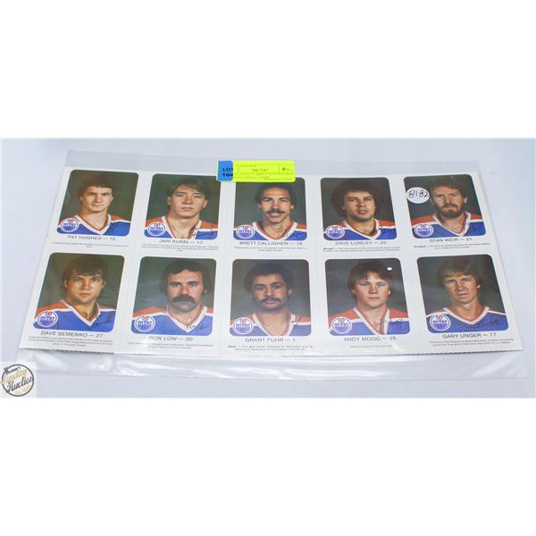 1981-82 UNCUT SHEET SIGNATURES ROOKIES MOOG, FUHR