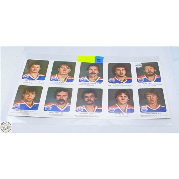1981-82 UNCUT SHEET SIGNATURE ROOKIES MOOG, FUHR