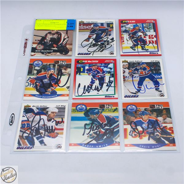 9 AUTOGRAPHED EDMONTON OILERS MIXED LOT