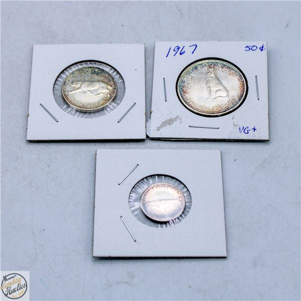 1967 CANADA SILVER COIN LOT (3)