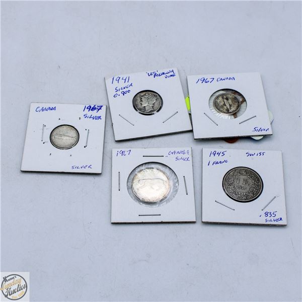 SILVER COIN LOT (5)