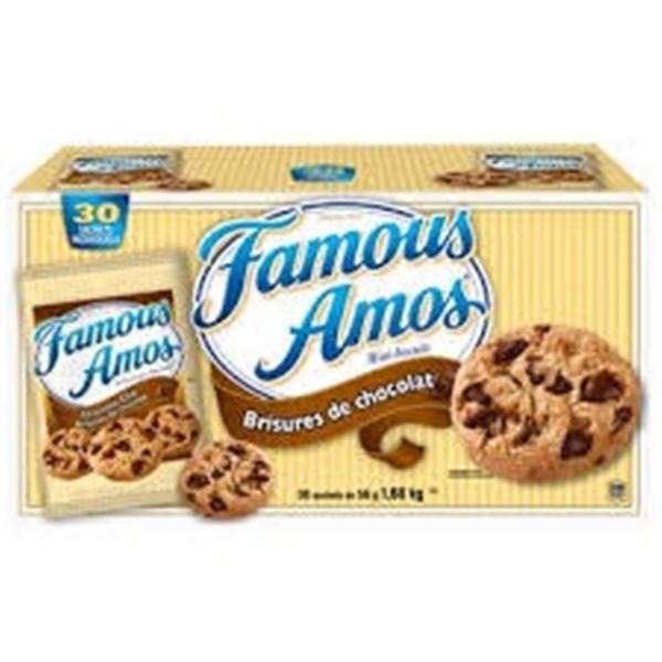 30 X 56G FAMOUS AMOS CHOCOLATE CHIP COOKIES