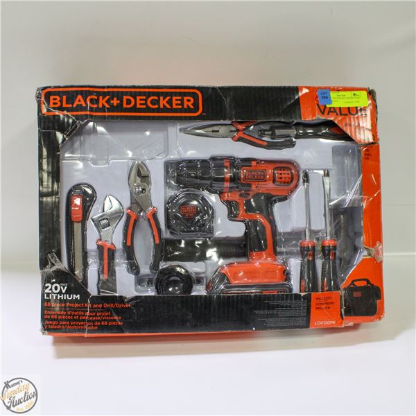 BLACK + DECKER 20V PROJECT KIT DRILL DRIVER