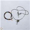 Image 1 : 8.9G SILVER BRACELET + NECKLACE W/STONES
