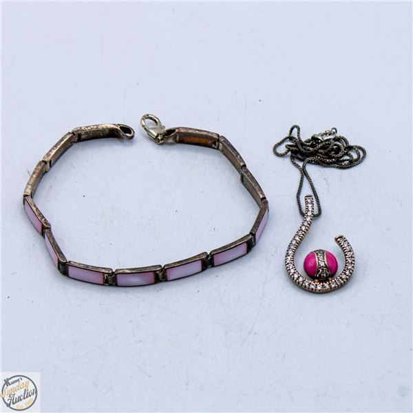 18.5G SILVER BRACELET + NECKLACE W/PENDANT