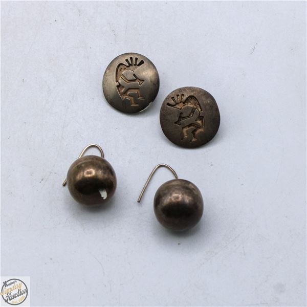 ESTATE SILVER EARRINGS 11.5G TOTAL (ACID TESTED)