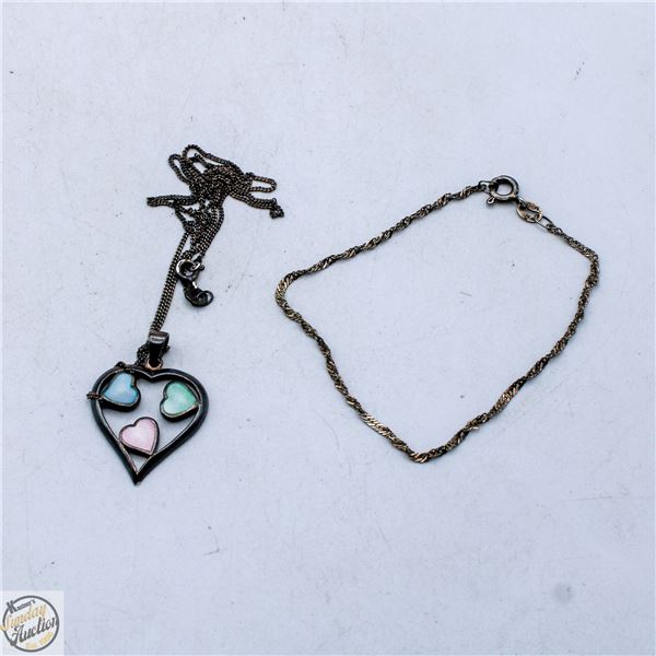 ESTATE SILVER 5.9G NECKLACE+BRACELET (ACID TESTED)