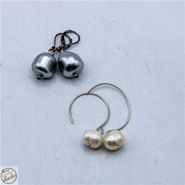 2 PAIRS ESTATE EARRINGS INCLUDING 1 SILVER (ACID-