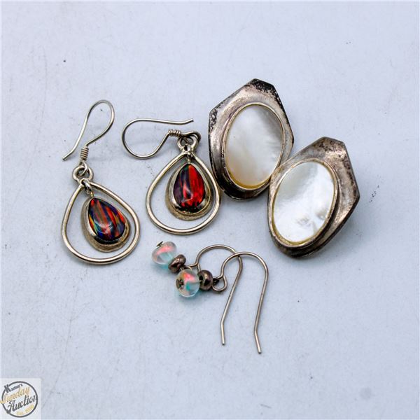 ESTATE SILVER EARRINGS 13.2G TOTAL (ACID TESTED)