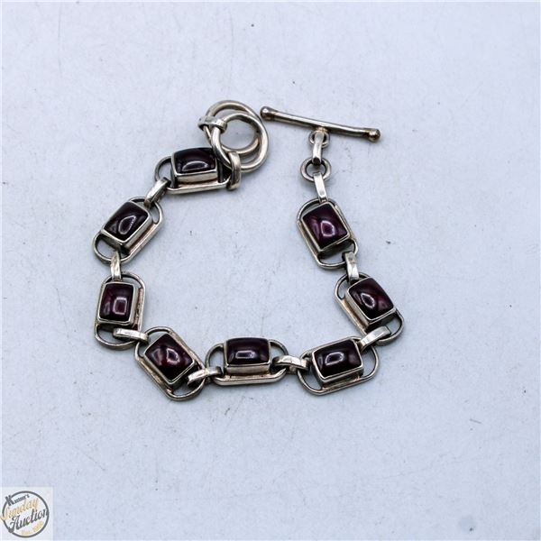 ESTATE SILVER/GEMSTONE BRACELET (ACID TESTED)