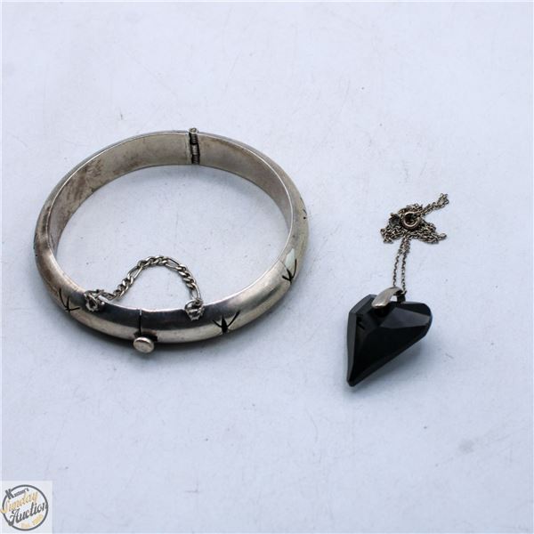 42.3G SILVER BRACELET+NECKLACE+HEART PENDANT