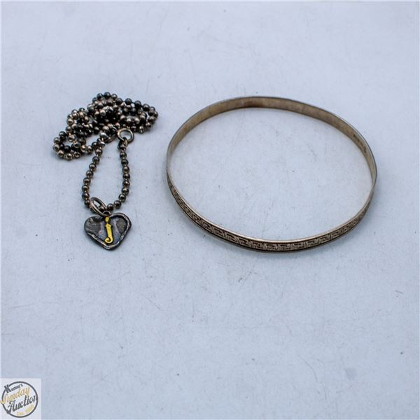 16.9G SILVER BRACELET + NECKLACE W/PENDANT