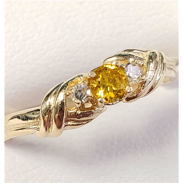 10K YELLOW GOLD LAB GROWN YELLOW DIAMOND(0.1CT)