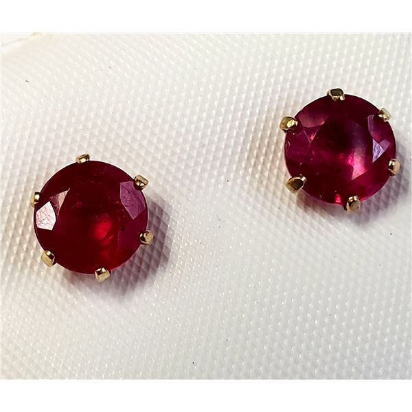 10K YELLOW GOLD RUBY(3.1CT) EARRINGS WEIGHT