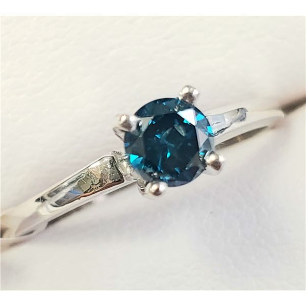 14K WHITE GOLD BLUE DIAMOND TREATED(0.42CT) RING