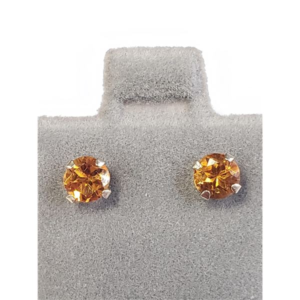 10K YELLOW GOLD CITRINE(0.6CT) EARRINGS, MADE IN