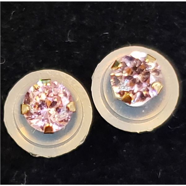 10K YELLOW GOLD PINK CZ EARRINGS