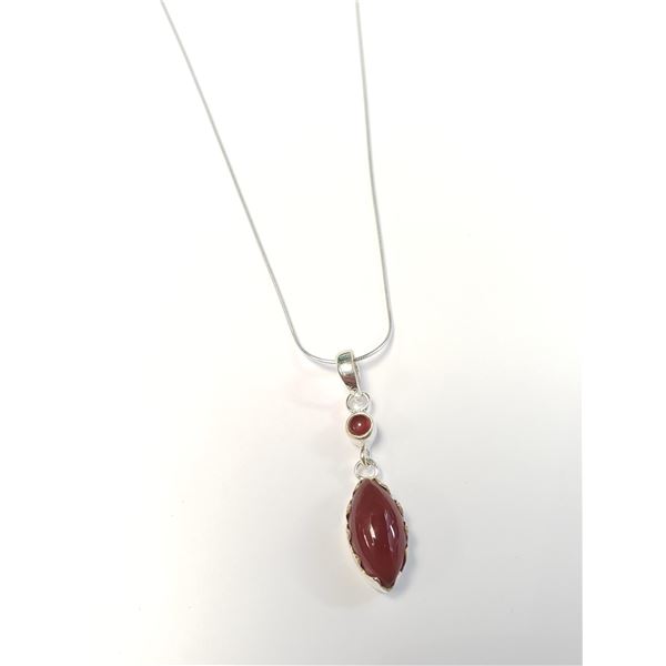 SILVER CARNELIAN 16" NECKLACE