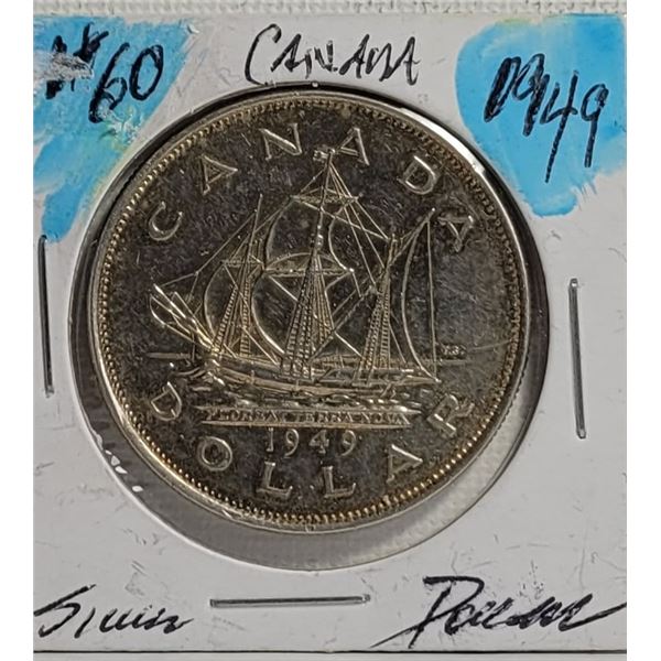 CANADIAN 1949 SILVER  DOLLAR, 80% PURE