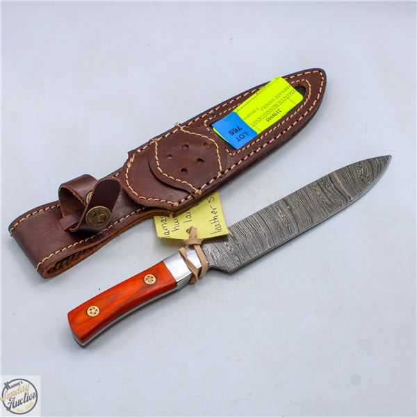 DAMASCUS SKINNING KNIFE LAMINATE HANDLE