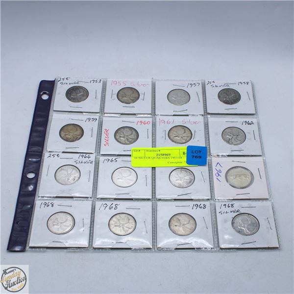 16 SILVER QUARTERS 1953-68