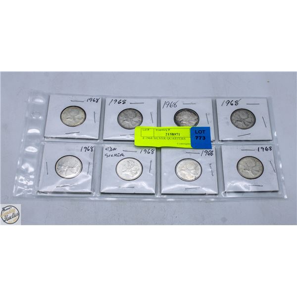8 X 1968 SILVER QUARTERS