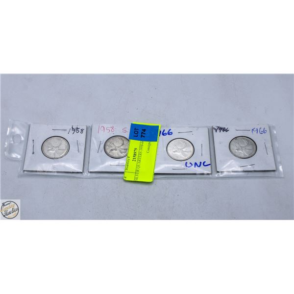 4 SILVER QUARTERS 1958-66