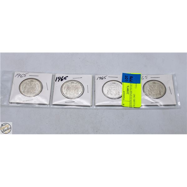 4 QUEEN ELIZABETH SILVER HALF DOLLARS 1965