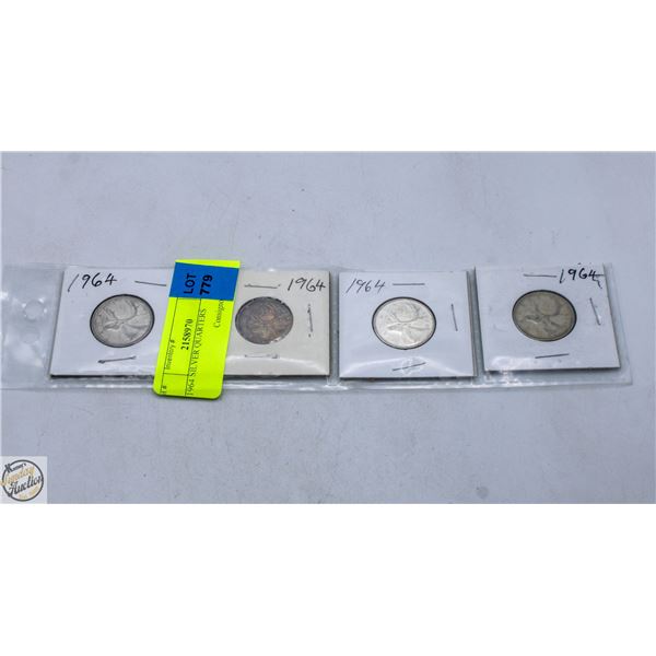 4 1964 SILVER QUARTERS