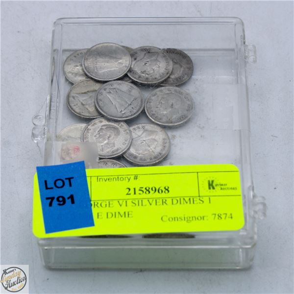 14 GEORGE VI SILVER DIMES 1 QUEEN E DIME