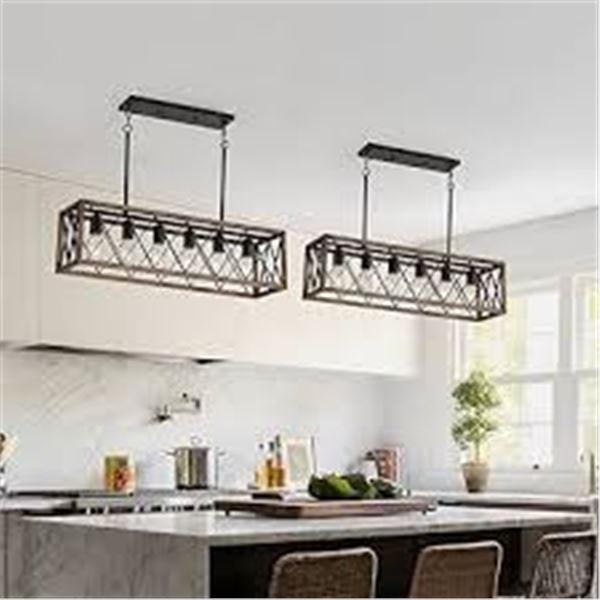 BRAND NEW KEESFU 6 LIGHT BLACK CHANDELIER FARMHOUS