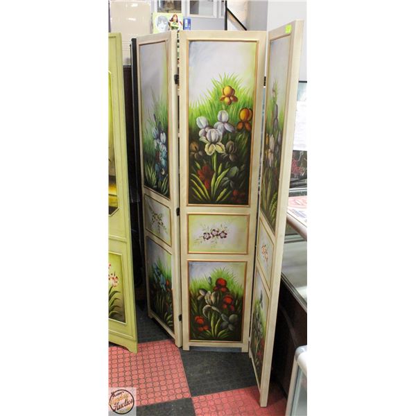 ESTATE 3 PANEL HANDPAINTED FOLDING ROOM DIVIDER
